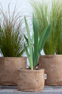 prirodny kvetinac, dizajnovy kvetinac, vrecko na kvety, vrecko na rastliny, jutovy kvetinac, kochlik, pestovatelske vrecko